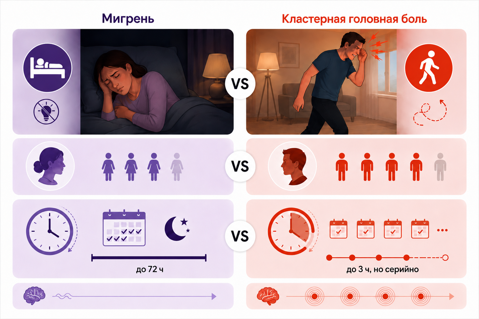 Отличия симптомов мигренозного приступа от гистаминной цефалгии