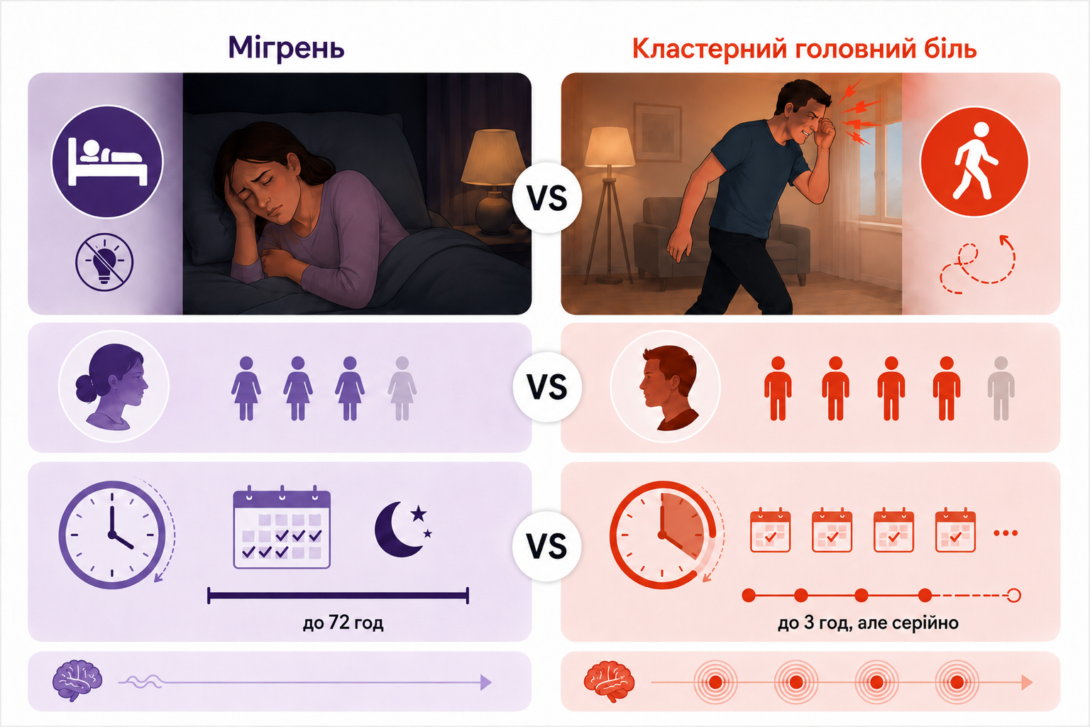 Відмінності симптомів мігренозного нападу від гістамінної цефалгії