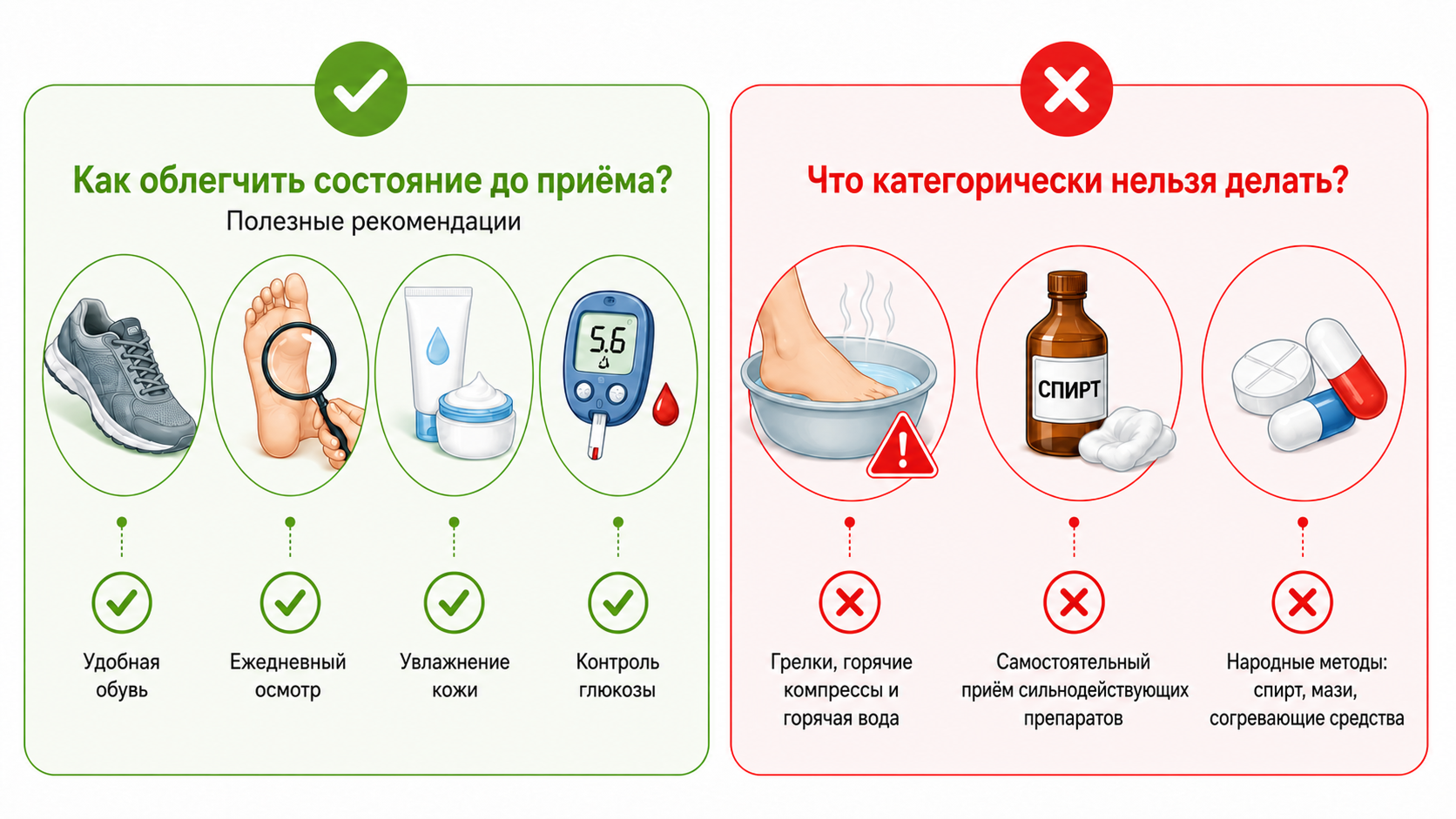 Памятка пациенту: что можно делать до консультации специалиста и что делать категорически запрещено