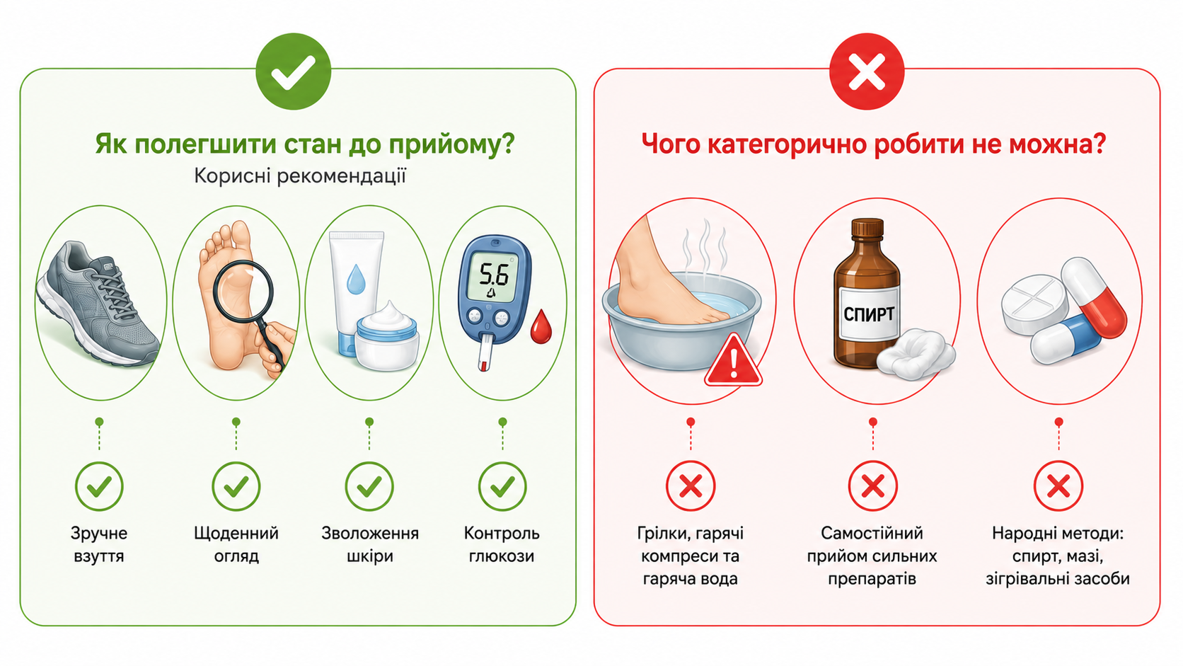 Пам'ятка пацієнту: що можна робити до консультації фахівця і що робити категорично заборонено